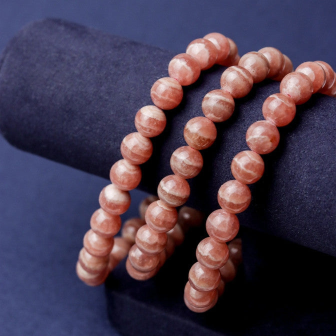 กำไลข้อมือหินแท้ Rhodochrosite โรโดโครไซต์ เกรดpremium AAAAA ขนาด 7-8 มม