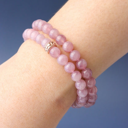 LUCY SUMMER กำไลหินแท้ Rose Quartz Madagascar ขนาด 6 mm. (Premium AAAAAAA) - โรสควอตซ์ (กำไลหินแท้ รับประกันหินแท้)