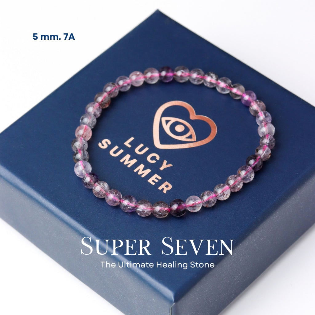 LUCY SUMMER กำไลข้อมือหินแท้ Super Seven - ซุปเปอร์ เซเว่น Premium (กำไลหินแท้ รับประกันหินแท้)