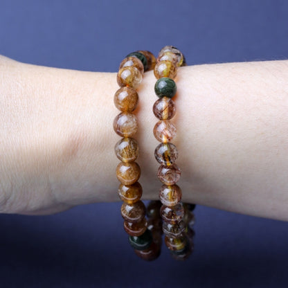 LUCYSUMMER กำไลข้อมือหินแท้ ไหม 5 สี จักรพรรดิ์ Premium AAAAA Multicolor Rutilated Quartz (กำไลหินแท้ รับประกันหินแท้)