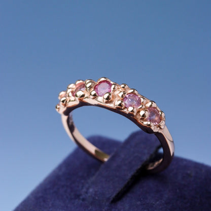 LUCY SUMMER Promise Rings – แหวนพลอยแท้ Tourmaline ไล่สี 5 เม็ด (แหวนโอกาสพิเศษ วันครบรอบ แหวนหมั้น)