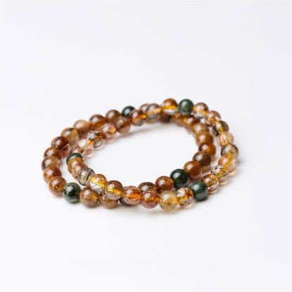 LUCYSUMMER กำไลข้อมือหินแท้ ไหม 5 สี จักรพรรดิ์ Premium AAAAA Multicolor Rutilated Quartz (กำไลหินแท้ รับประกันหินแท้)