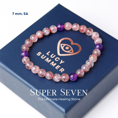 LUCY SUMMER กำไลข้อมือหินแท้ Super Seven - ซุปเปอร์ เซเว่น Premium (กำไลหินแท้ รับประกันหินแท้)