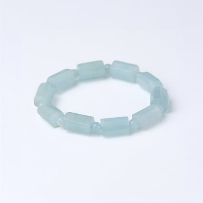 LUCY SUMMER กำไลข้อมือหินแท้ Aquamarine Block 7*12 mm.