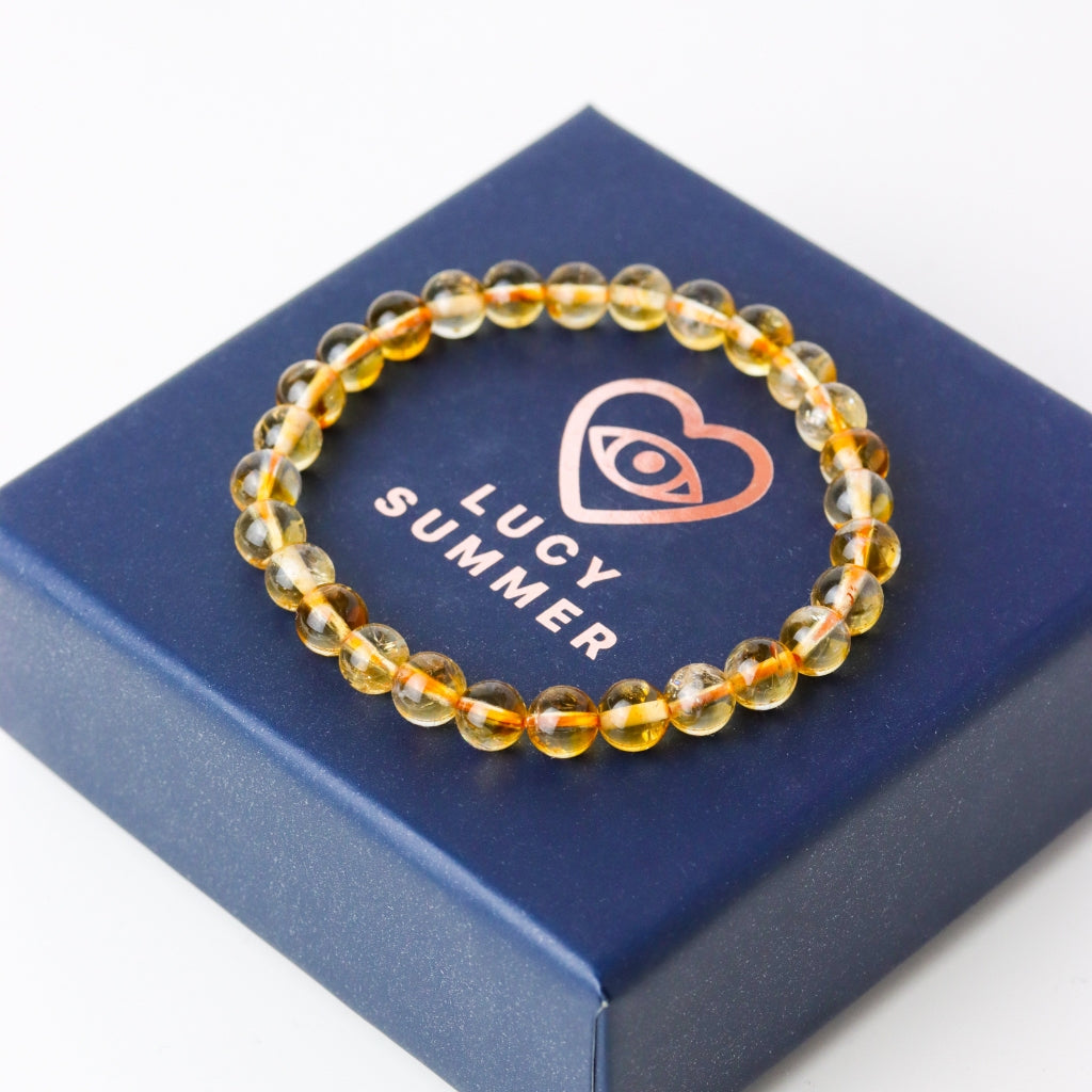 LUCY SUMMER กำไลข้อมือหินแท้ Citrine (ซิทรีน) ขนาด 6 mm.