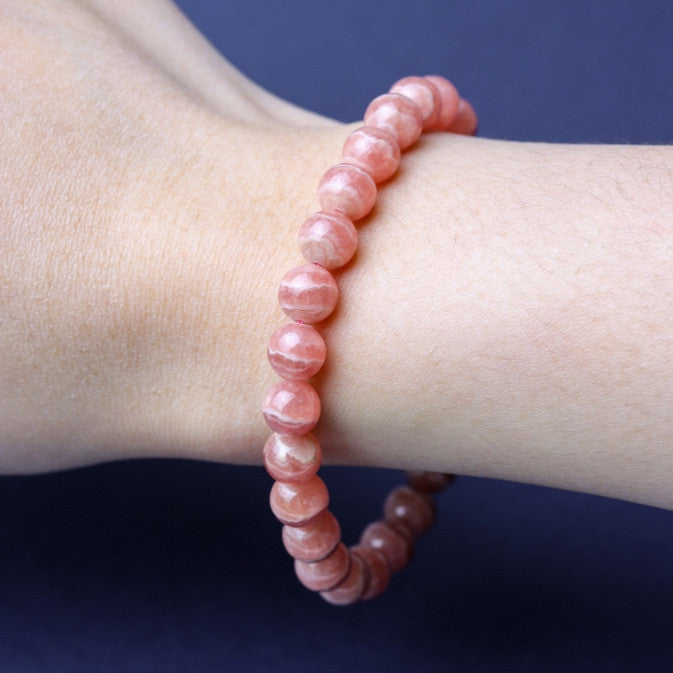 กำไลข้อมือหินแท้ Rhodochrosite โรโดโครไซต์ เกรดpremium AAAAA ขนาด 7-8 มม