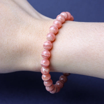 กำไลข้อมือหินแท้ Rhodochrosite โรโดโครไซต์ เกรดpremium AAAAA ขนาด 7-8 มม