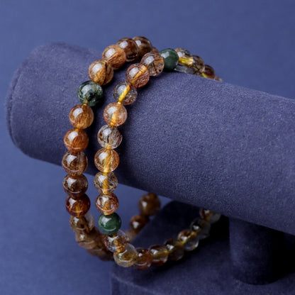 LUCYSUMMER กำไลข้อมือหินแท้ ไหม 5 สี จักรพรรดิ์ Premium AAAAA Multicolor Rutilated Quartz (กำไลหินแท้ รับประกันหินแท้)