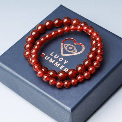 LUCYSUMMER กำไลข้อมือหิน Carnelian (คาร์เนเลียน) ขนาด 6/8/10 mm.