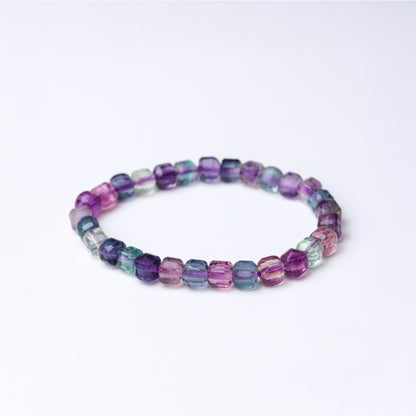 LUCY SUMMER กำไลข้อมือหินแท้ Multi-color Fluorite ฟูออไรท์ ขนาด 7 mm เหลี่ยม