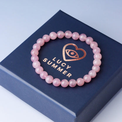 LUCY SUMMER กำไลหินแท้ Rose Quartz Madagascar ขนาด 6 mm. (Premium AAAAAAA) - โรสควอตซ์ (กำไลหินแท้ รับประกันหินแท้)