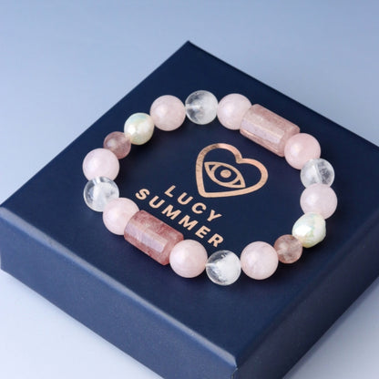 LUCY SUMMER กำไลข้อมือหิน Rose Quartz, Strawberry Quartz, Pearl, Himalaya Quartz