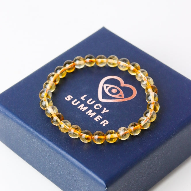 LUCY SUMMER กำไลข้อมือหินแท้ Citrine (ซิทรีน) ขนาด 6 mm.