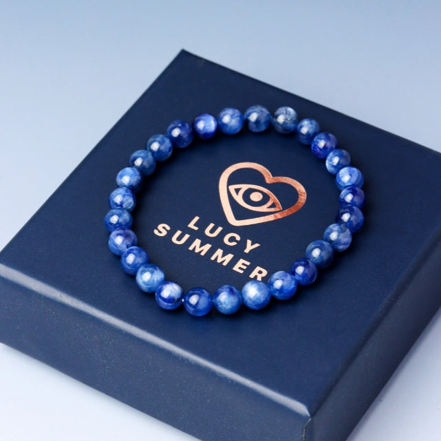 กำไลข้อมือหินแท้  Kyanite - ไคยาไนท์ เกรดพรีเมี่ยม (กำไลหินแท้ รับประกันหินแท้)