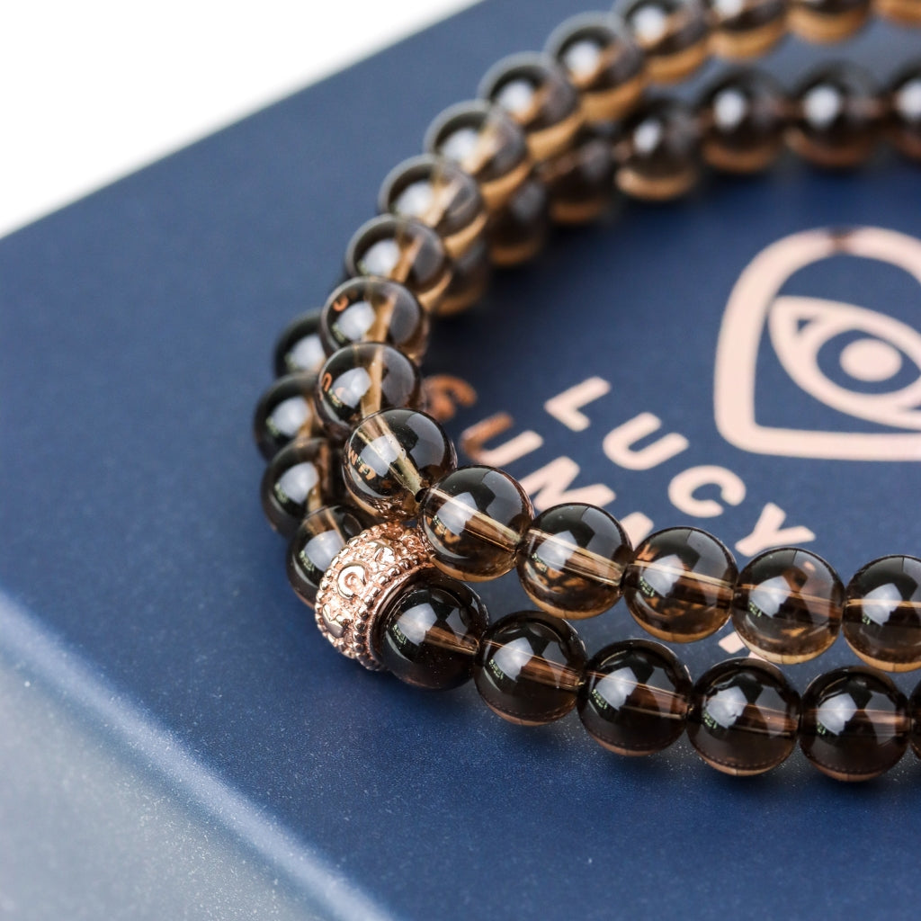 LUCY SUMMER กำไลข้อมือหิน Smoky Quartz สโมคกี้ควอตซ์ ขนาด 6 mm (รับประกันหินแท้)