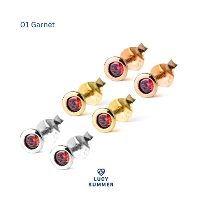 LUCYSUMMER ต่างหูเสริมดวง พลอยประจำวันเกิด Birthstone earrings Silver 925 พลอย cz ขนาด 3 มม. Unisex