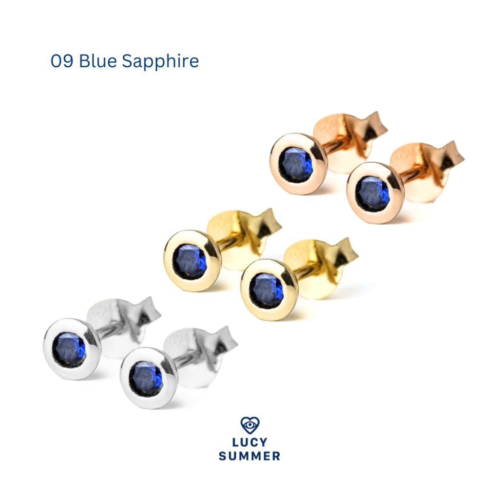 LUCYSUMMER ต่างหูเสริมดวง พลอยประจำวันเกิด Birthstone earrings Silver 925 พลอย cz ขนาด 3 มม. Unisex