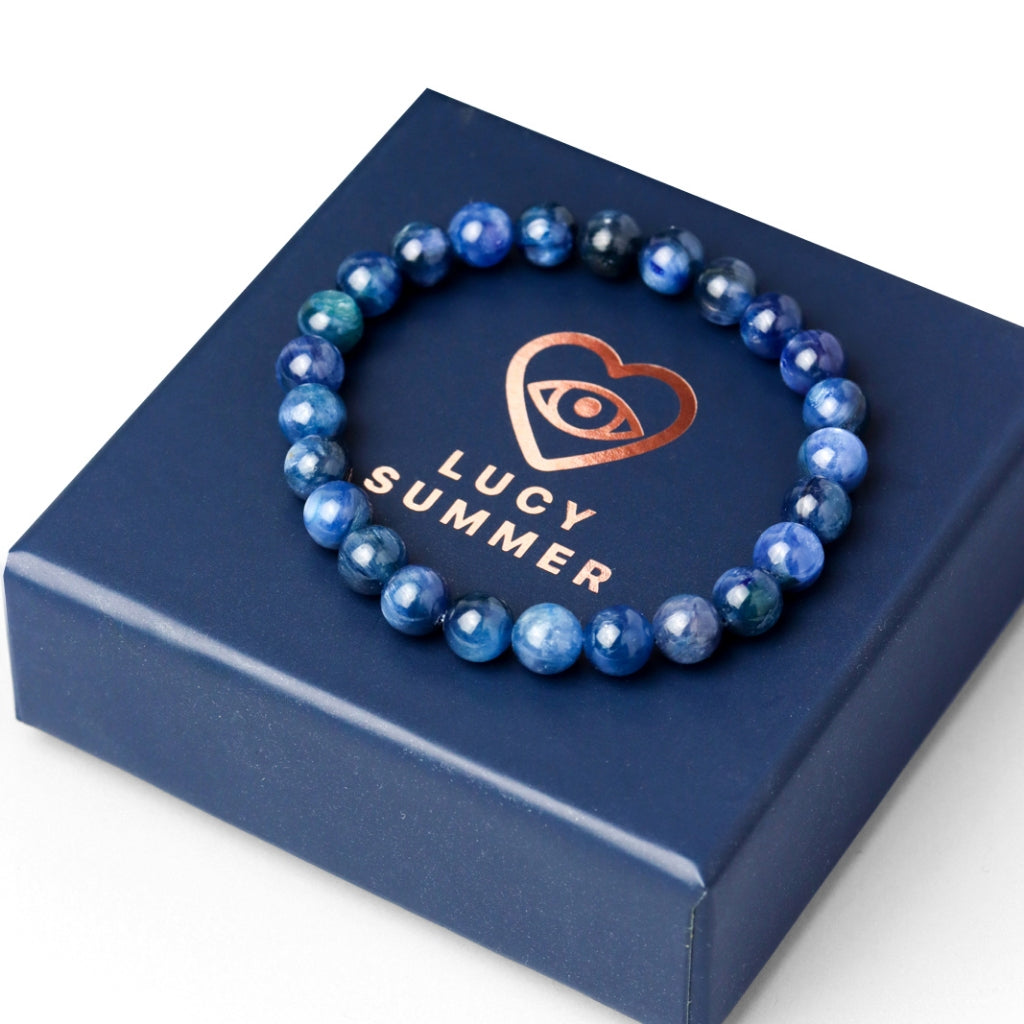 กำไลข้อมือหินแท้  Kyanite - ไคยาไนท์ เกรดพรีเมี่ยม (กำไลหินแท้ รับประกันหินแท้)