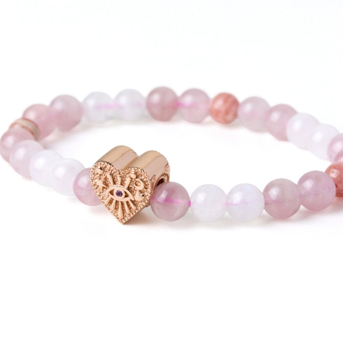 LUCYSUMMER กำไลหินแท้ หินเสริมความรักดีที่สุด Moonstone, Rhodochrosite และ Rose Quartz