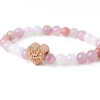 LUCYSUMMER กำไลหินแท้ หินเสริมความรักดีที่สุด Moonstone, Rhodochrosite และ Rose Quartz