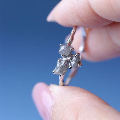 LUCY SUMMER Rough Diamond Ring แหวนเพชรดิบ 3 เม็ด Silver 925 - Free size