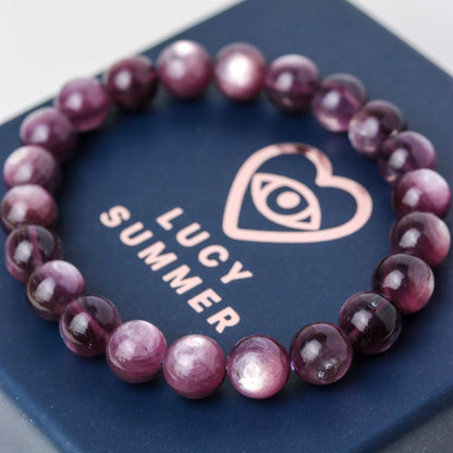 LUCY SUMMER กำไลข้อมือหินแท้ Lepidolite เลพิโดไลต์ ขนาด 8 มม เกรดพรีเมี่ยม 7A Lot 1/2025