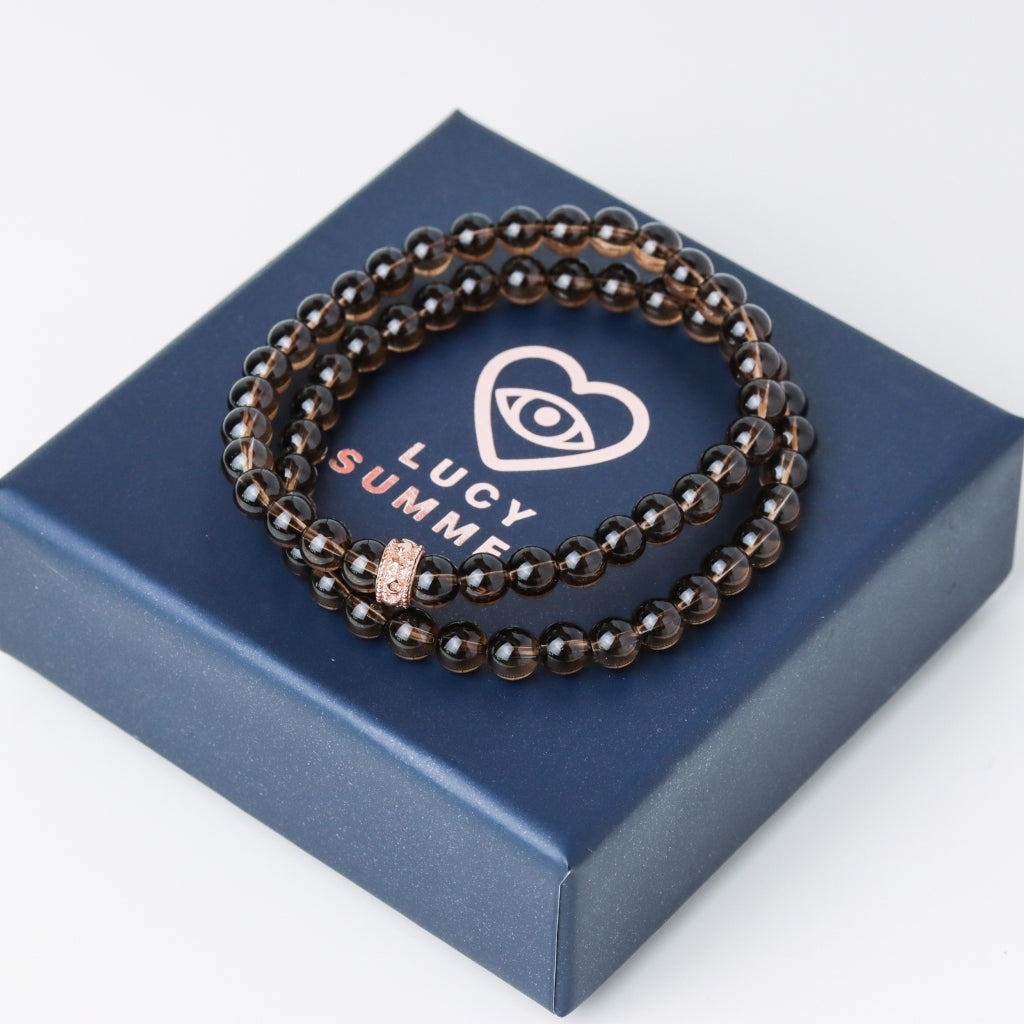 LUCY SUMMER กำไลข้อมือหิน Smoky Quartz สโมคกี้ควอตซ์ ขนาด 6 mm (รับประกันหินแท้)