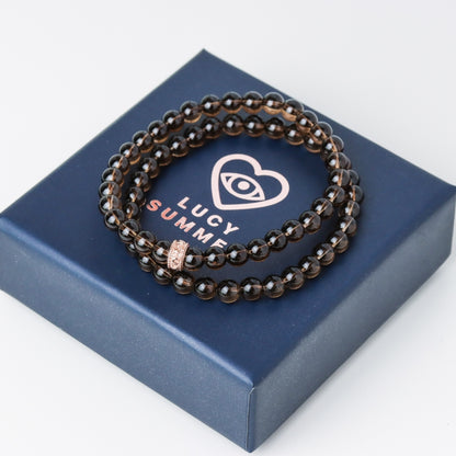 LUCY SUMMER กำไลข้อมือหิน Smoky Quartz สโมคกี้ควอตซ์ ขนาด 6 mm (รับประกันหินแท้)