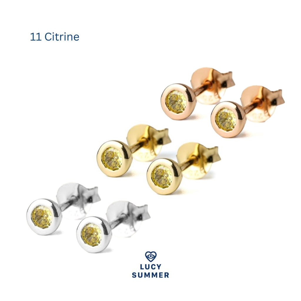 LUCYSUMMER ต่างหูเสริมดวง พลอยประจำวันเกิด Birthstone earrings Silver 925 พลอย cz ขนาด 3 มม. Unisex