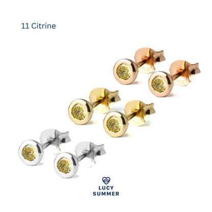 LUCYSUMMER ต่างหูเสริมดวง พลอยประจำวันเกิด Birthstone earrings Silver 925 พลอย cz ขนาด 3 มม. Unisex