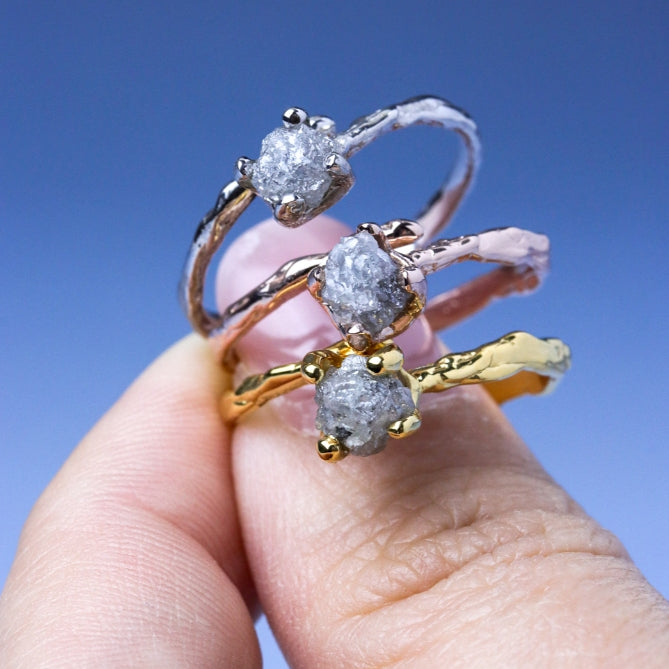 LUCY SUMMER Rough Diamond Ring แหวนเพชรดิบ Silver 925 (งานสั่งทำ Made to order)