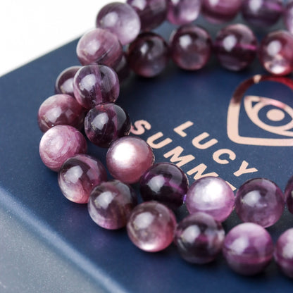 LUCY SUMMER กำไลข้อมือหินแท้ Lepidolite เลพิโดไลต์ ขนาด 8 มม เกรดพรีเมี่ยม 7A Lot 1/2025