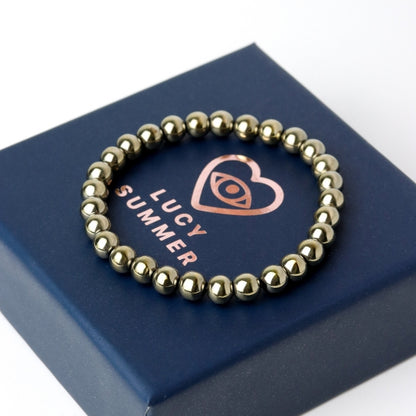 LUCY SUMMER กำไลข้อมือหินแท้  Pyrite - ไพไรท์ (กำไลหินแท้ รับประกันหินแท้)