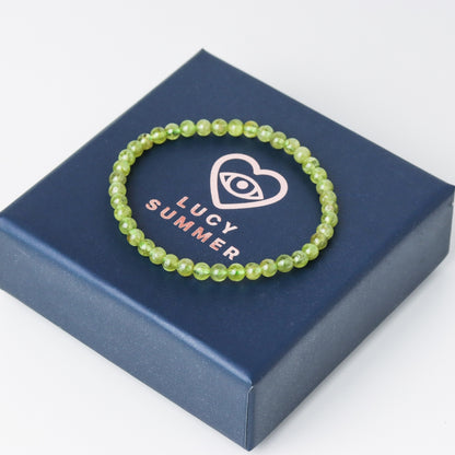 LUCY SUMMER กำไลข้อมือหิน Peridot เพอริดอท ขนาด 4 mm (รับประกันหินแท้)