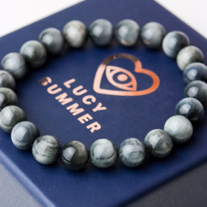 LUCY SUMMER กำไลข้อมือหินแท้  Eagle eyes - อีเกิ้ลอาย หินตาเหยี่ยว พรีเมี่ยม (กำไลหินแท้ รับประกันหินแท้)