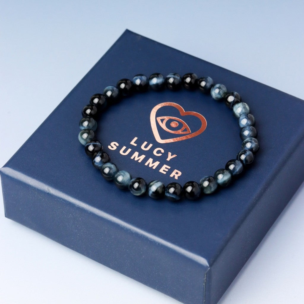 LUCYSUMMER กำไลข้อมือหินแท้ Blue Tiger’s eyes - บลูไทเกอร์อาย (กำไลหินแท้ รับประกันหินแท้)