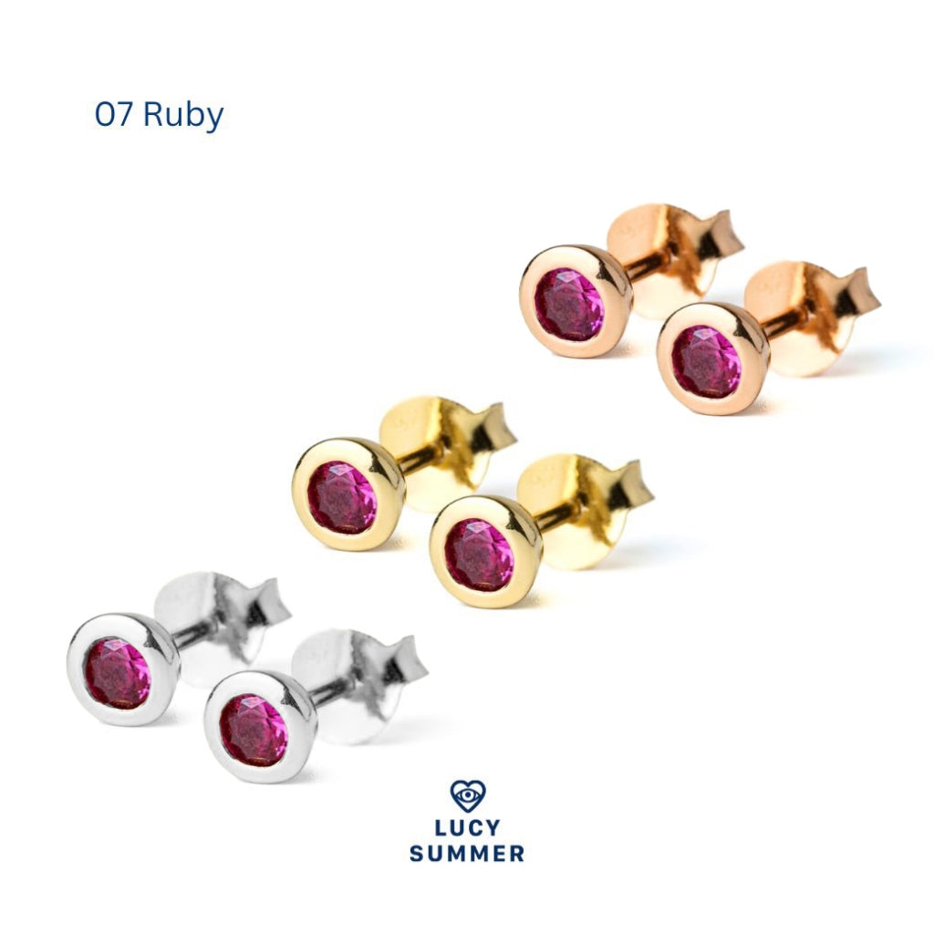 LUCYSUMMER ต่างหูเสริมดวง พลอยประจำวันเกิด Birthstone earrings Silver 925 พลอย cz ขนาด 3 มม. Unisex
