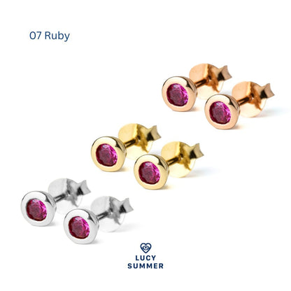 LUCYSUMMER ต่างหูเสริมดวง พลอยประจำวันเกิด Birthstone earrings Silver 925 พลอย cz ขนาด 3 มม. Unisex