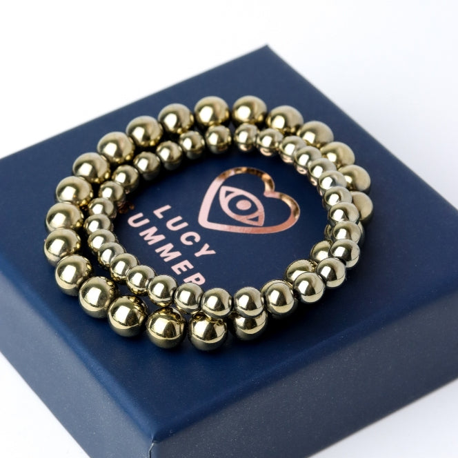 LUCY SUMMER กำไลข้อมือหินแท้  Pyrite - ไพไรท์ (กำไลหินแท้ รับประกันหินแท้)