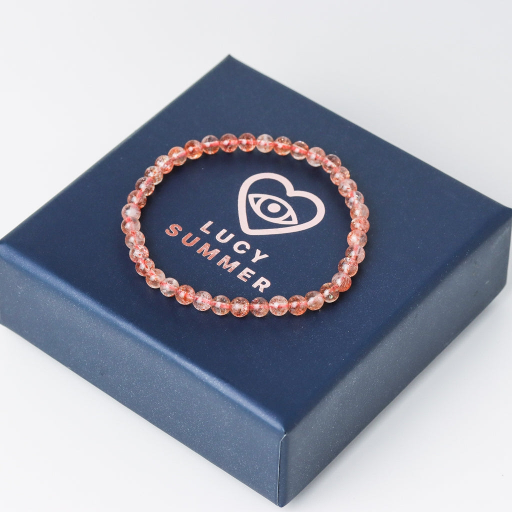 LUCY SUMMER กำไลข้อมือหินแท้ Sunstone ซันสโตน Top Quality AAAAAAA 4-5 mm