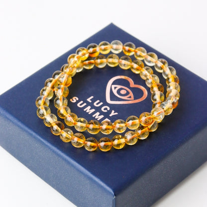 LUCY SUMMER กำไลข้อมือหินแท้ Citrine (ซิทรีน) ขนาด 6 mm.