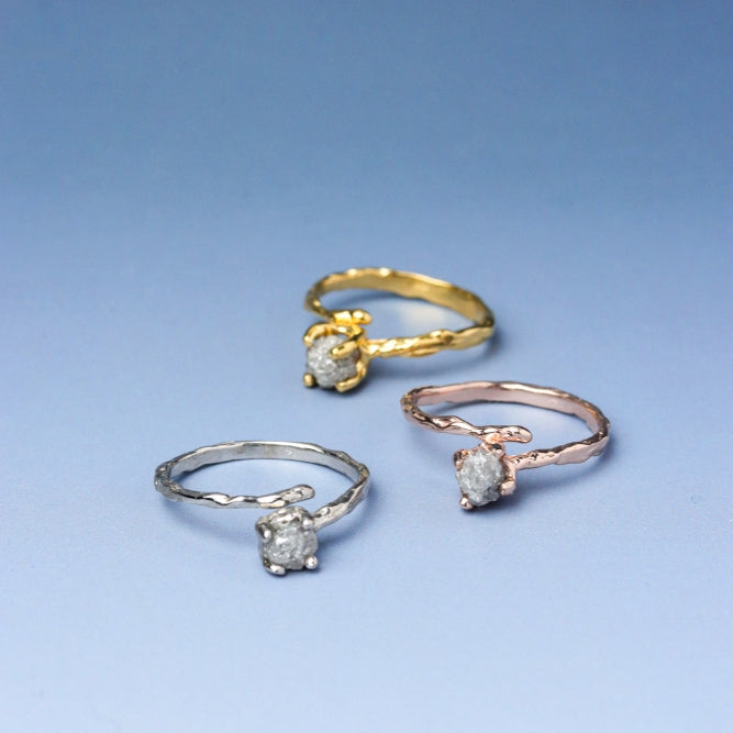 LUCY SUMMER Rough Diamond Ring แหวนเพชรดิบ Silver 925 (งานสั่งทำ Made to order)