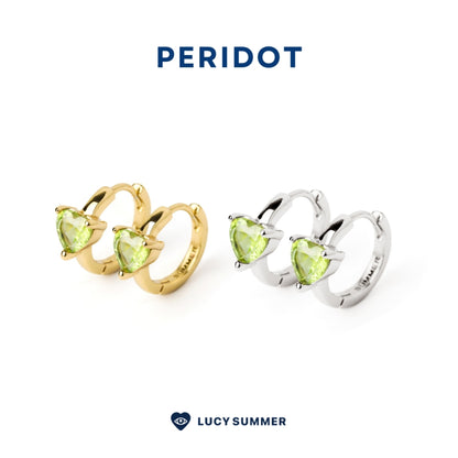 LUCY SUMMER Heart Earrings ต่างหูหัวใจพลอยแท้ รูปทรงหัวใจ ตัวเรือนทำจากเงินแท้ Silver 925 ชุป Gold 18