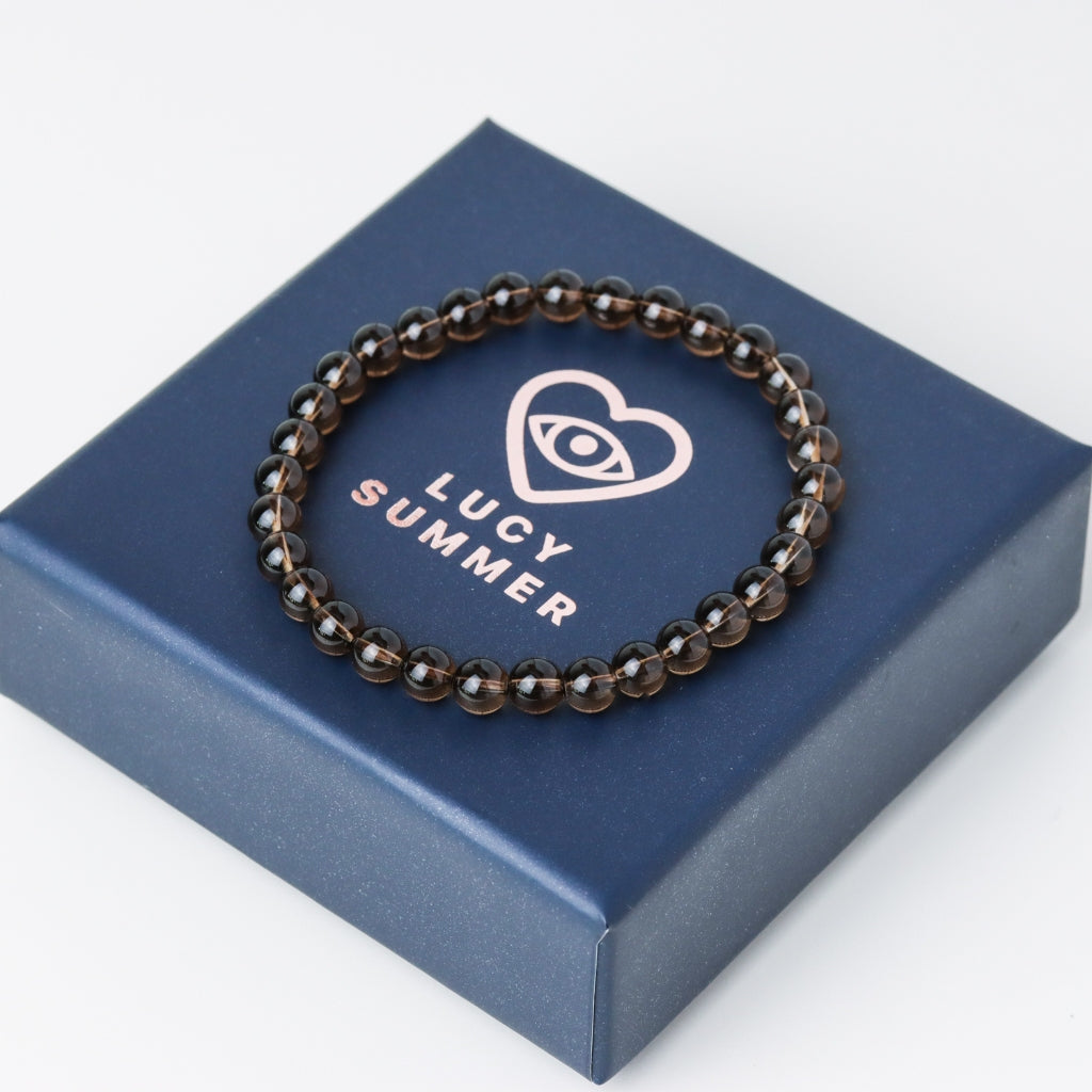 LUCY SUMMER กำไลข้อมือหิน Smoky Quartz สโมคกี้ควอตซ์ ขนาด 6 mm (รับประกันหินแท้)