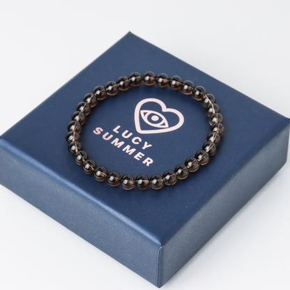 LUCY SUMMER กำไลข้อมือหิน Smoky Quartz สโมคกี้ควอตซ์ ขนาด 6 mm (รับประกันหินแท้)