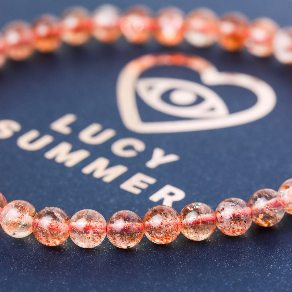 LUCY SUMMER กำไลข้อมือหินแท้ Sunstone ซันสโตน Top Quality AAAAAAA 4-5 mm
