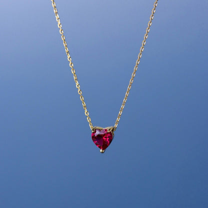 LUCY SUMMER Heart Necklace สร้อยคอ พร้อมจี้หัวใจฝังพลอยแท้ Heart Cut หัวใจ ขนาด 7 มม.