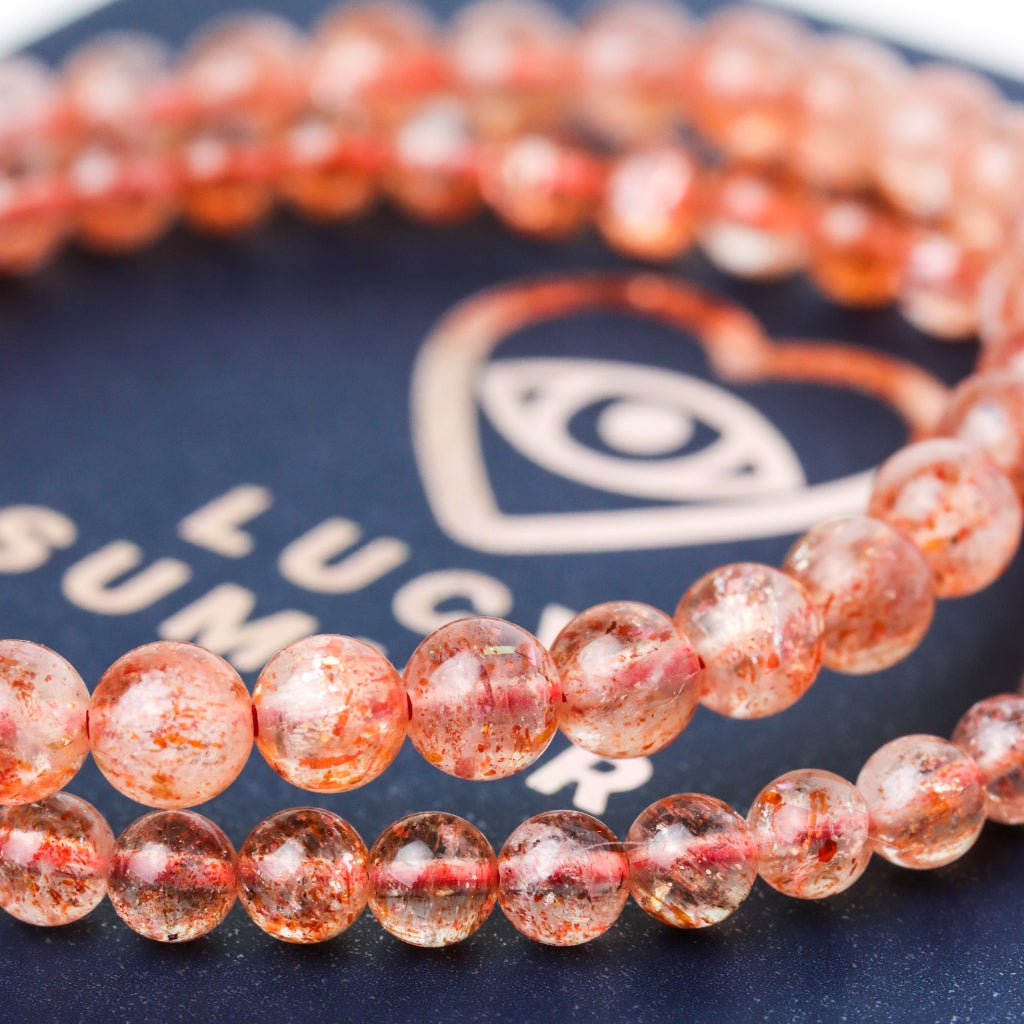 LUCY SUMMER กำไลข้อมือหินแท้ Sunstone ซันสโตน Top Quality AAAAAAA 4-5 mm