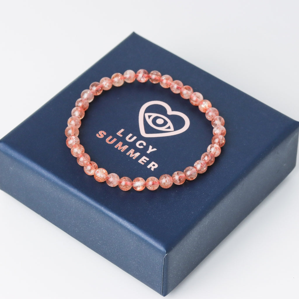 LUCY SUMMER กำไลข้อมือหินแท้ Sunstone ซันสโตน Top Quality AAAAAAA 4-5 mm