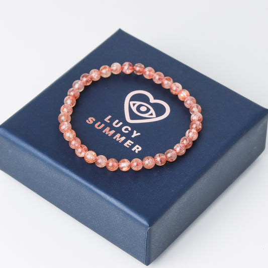 LUCY SUMMER กำไลข้อมือหินแท้ Sunstone ซันสโตน Top Quality AAAAAAA 4-5 mm